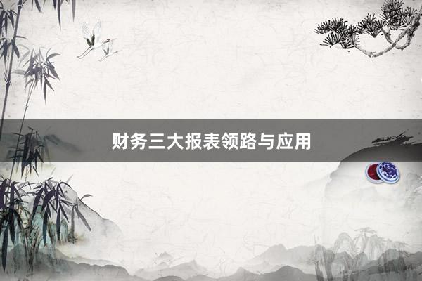 财务三大报表领路与应用